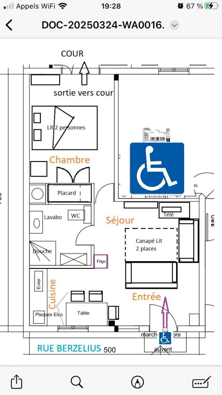Guesthouse Familial Pour 2,3,4 Personnes De 44M2- Accessible Handic -Rez De Chaussee-Vues Sur Rue Et Patio Prive - Sejour, Chambre Separee-Cuisine,Salle De Bain,Lit Double Et Canape-Lit 2Pers-Entree De La Rue Berzelius-5 Minutes Du Metro Brochant-Lig Париж Екстериор снимка